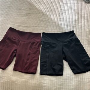 Women's Black and Burgundy  bike Shorts
